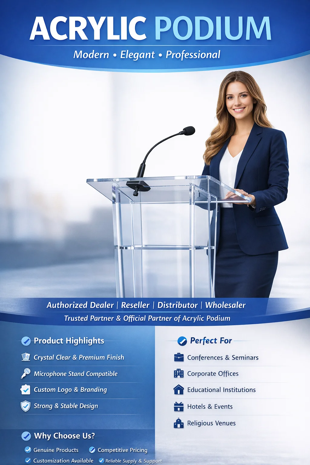 Best Acrylic Podiums Supplier in India - Vande Bharat