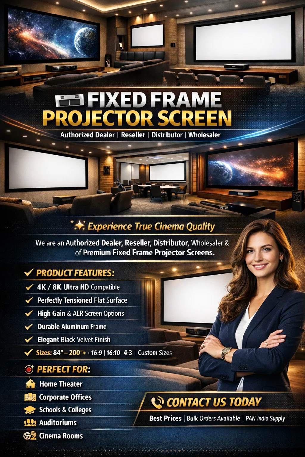 Best Fixed Frame Projector Screen Supplier in India - Vande Bharat