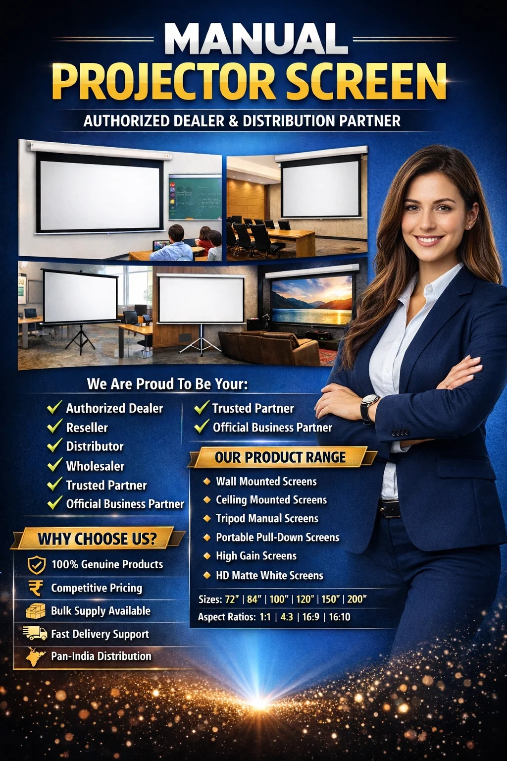 Best Manual Projector Screen Supplier in India - Vande Bharat