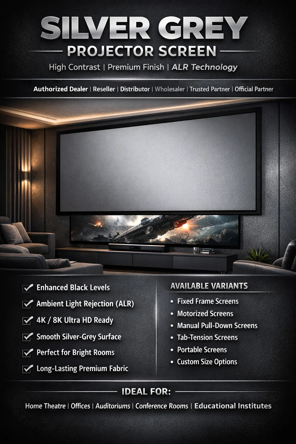 Silver Grey Projector Screen Portfolio