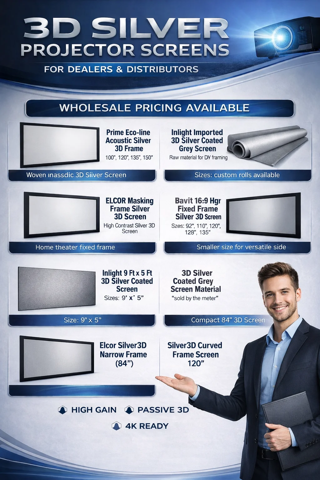 Draper 3d Silver Projector Screen