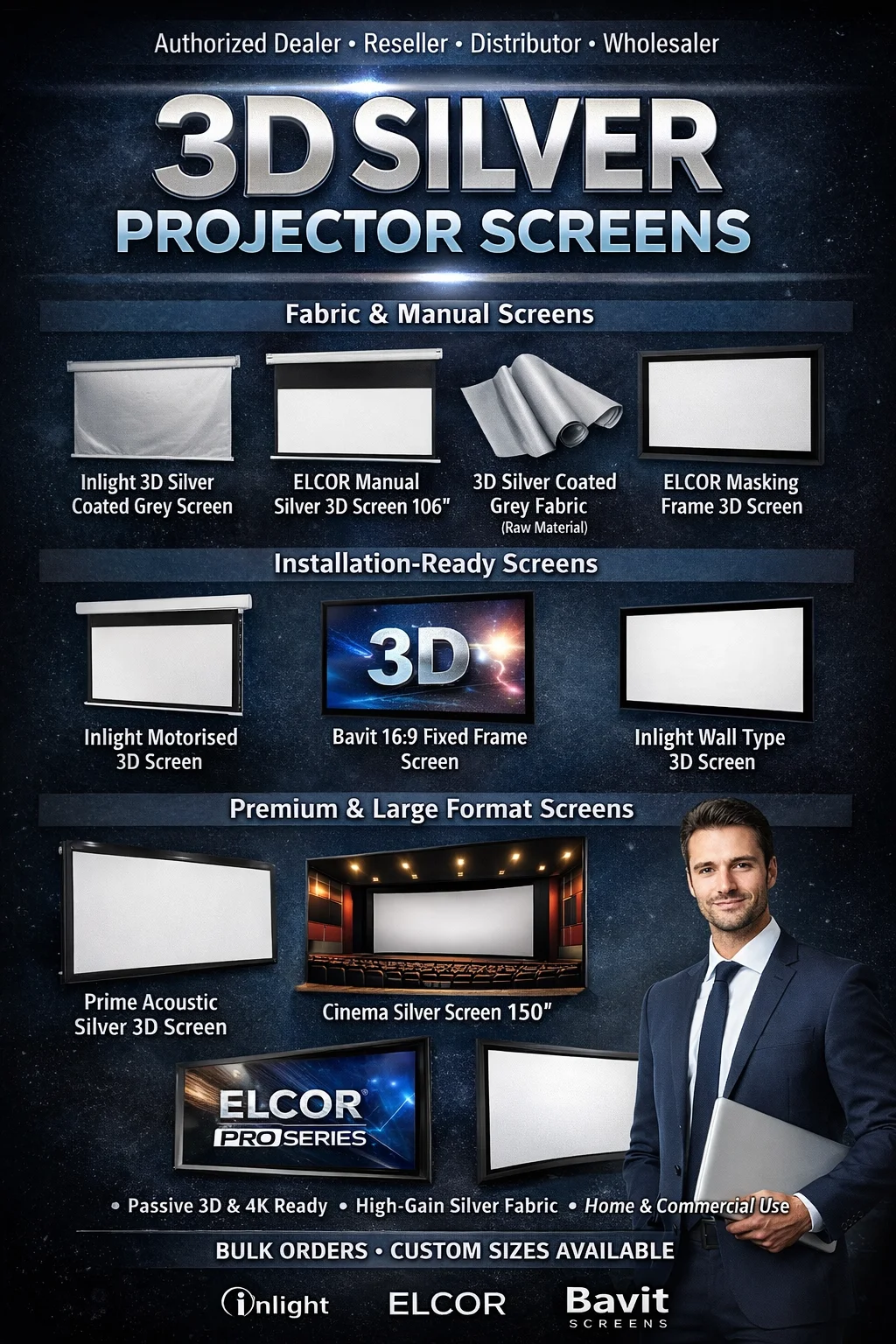 Professional Draper 3d Silver Projector Screen Solutions
