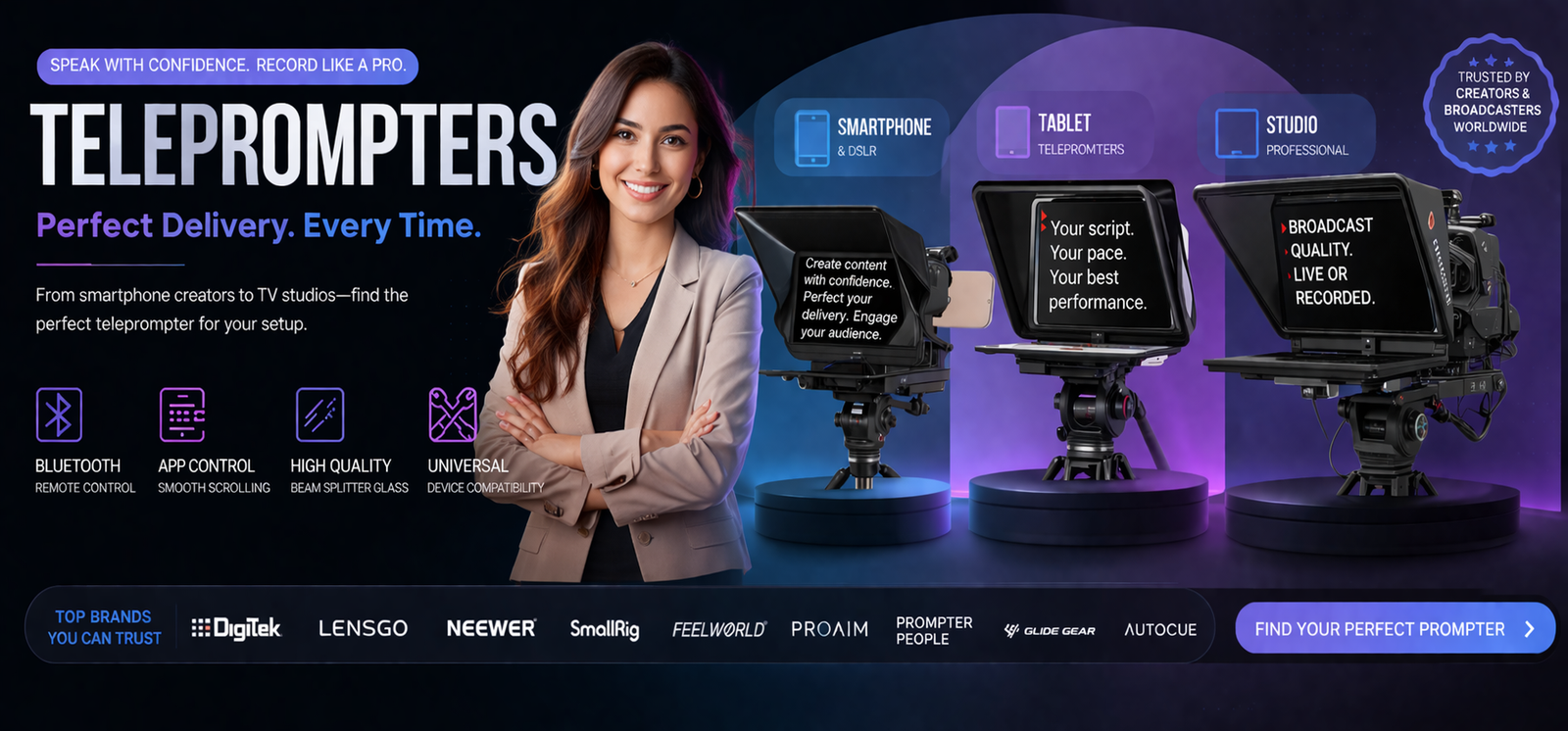 Professional teleprompter setup by Vande Bharat