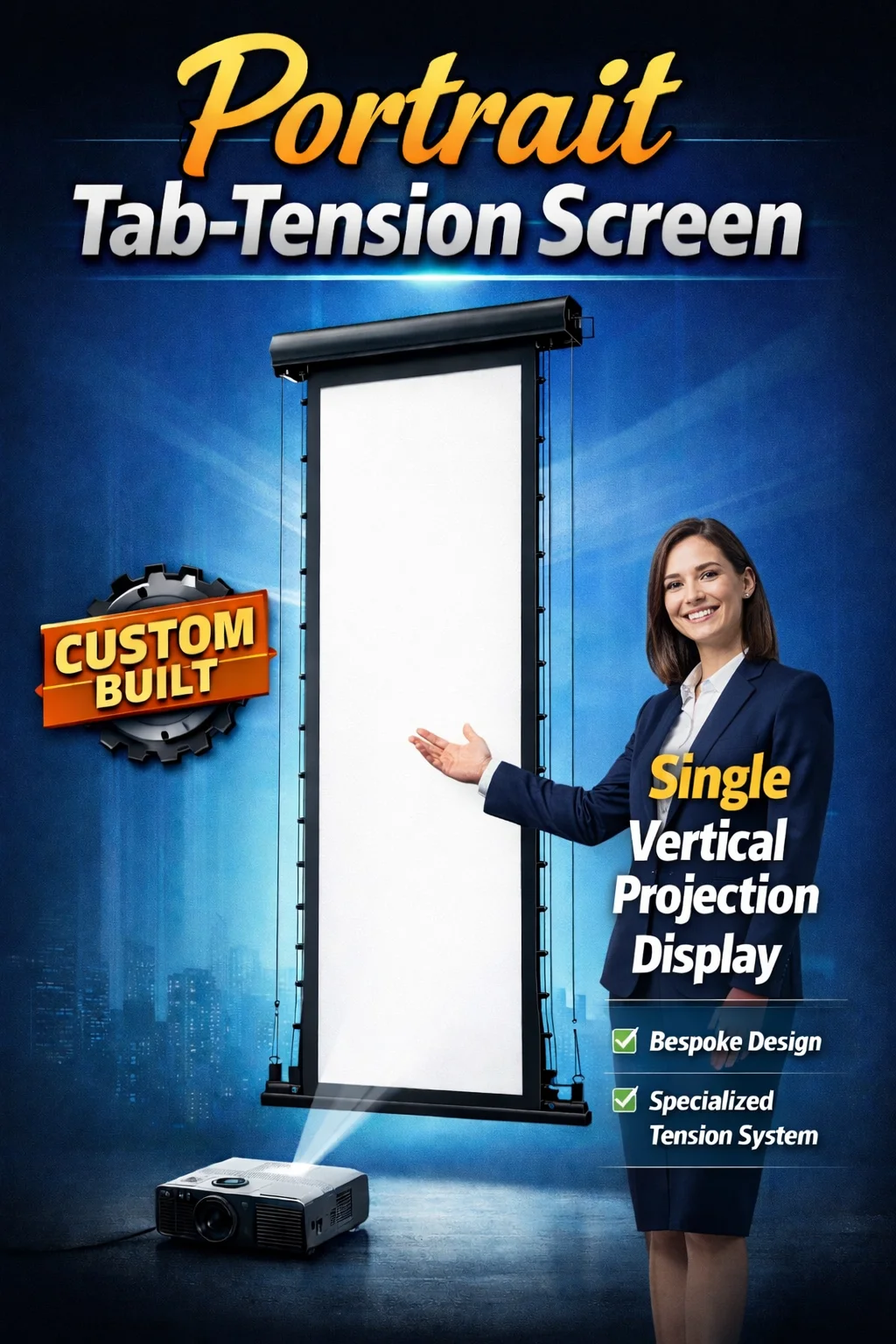 Best Draper Tab Tension Projector Screen Supplier in India - Vande Bharat