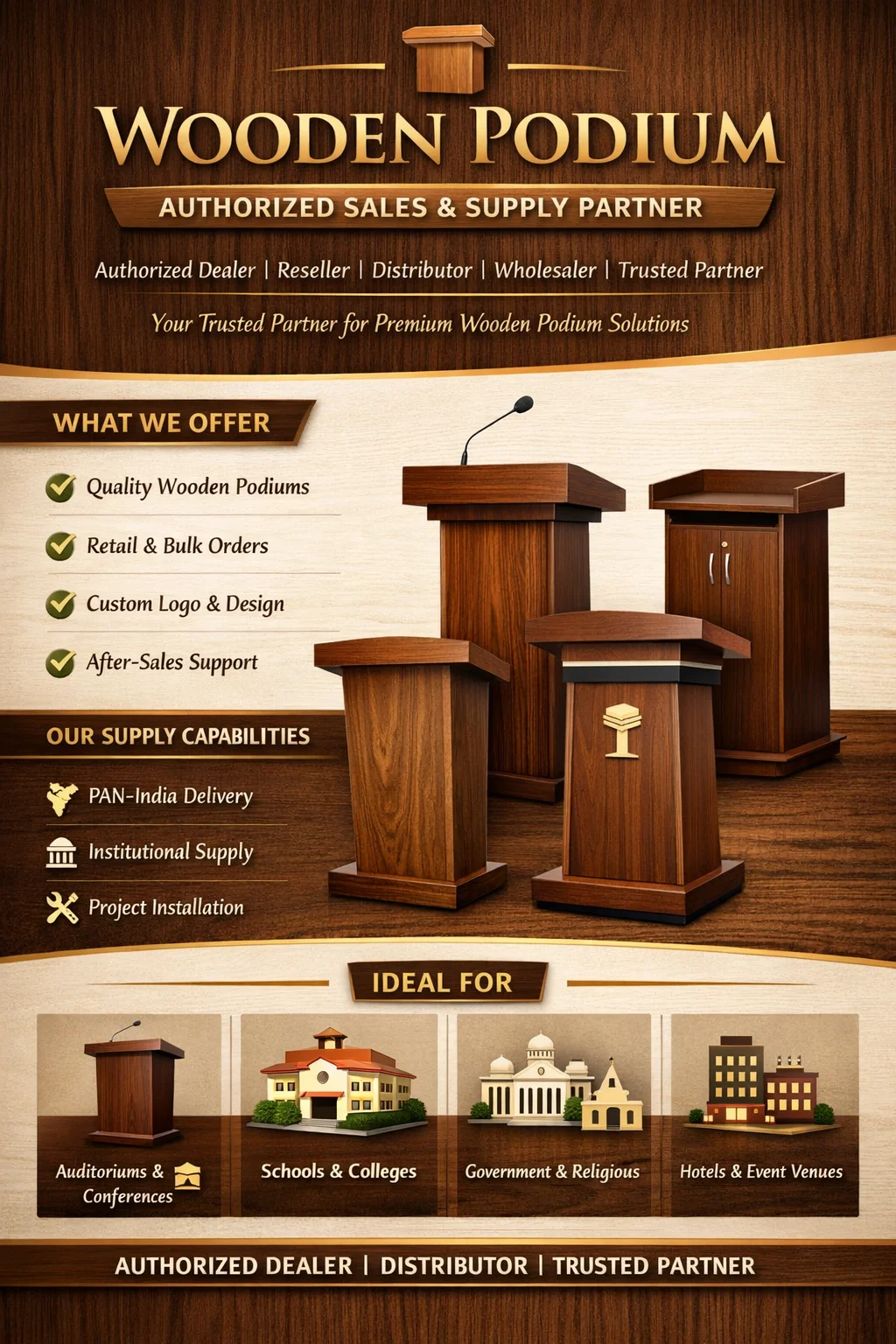 Best Wooden Podiums & Lecterns Supplier in India - Vande Bharat